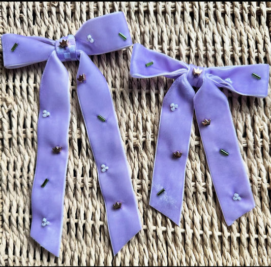 Mardi Gras Lilac Crown Bow